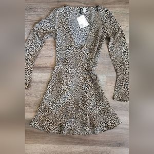 Nwt H&M Animal Print Wrap Dress